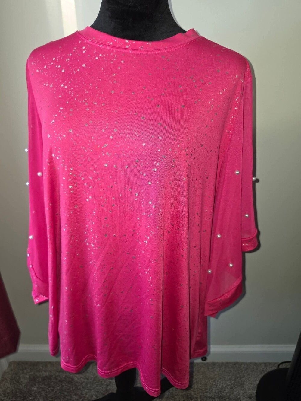 Women’s Pink Glitter Top Shein Curve 2XL Blouse